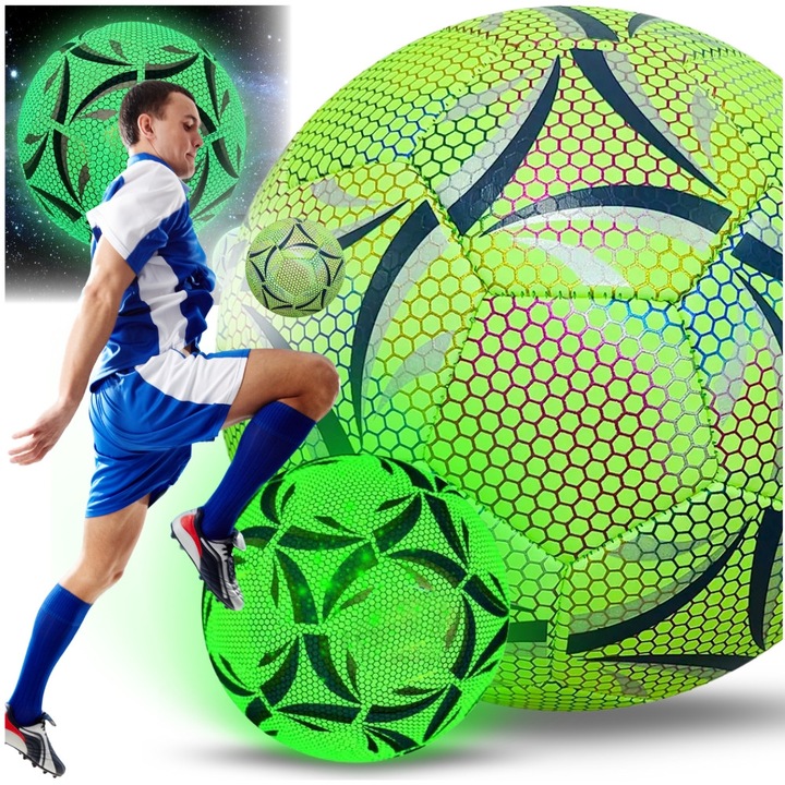 Fluoreszkáló focilabda, VIVE FITNESS, 21,5 cm, zöld, tartós