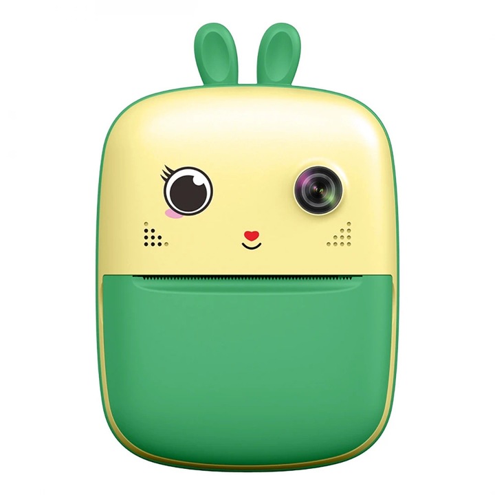 Mini imprimanta termica pentru copii, cu ecran LCD si camera foto - verde