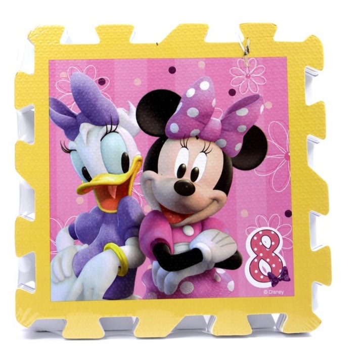 Covor puzzle pentru copii, Disney Minnie Mouse, 8 piese, 32x32x1cm, multicolor