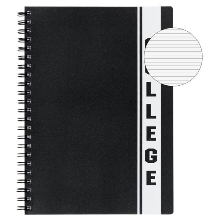 Füzet A4 ANTBRO Fekete College spirállal, 4 tantárgy, 128 lap – Professzionális iskolai és irodai füzet, prémium iskolaszerek diákoknak, egyetemistáknak és szakembereknek