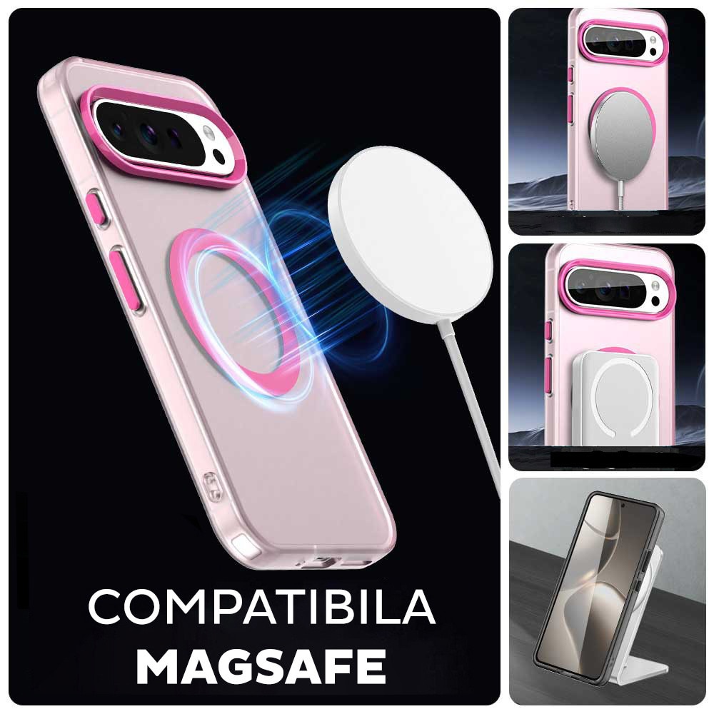 Husa pentru Google Pixel 10 Pro XL DaDen® CandyCase MagSafe, Antisoc, Incarcare wireless, Butoane protejate, Roz