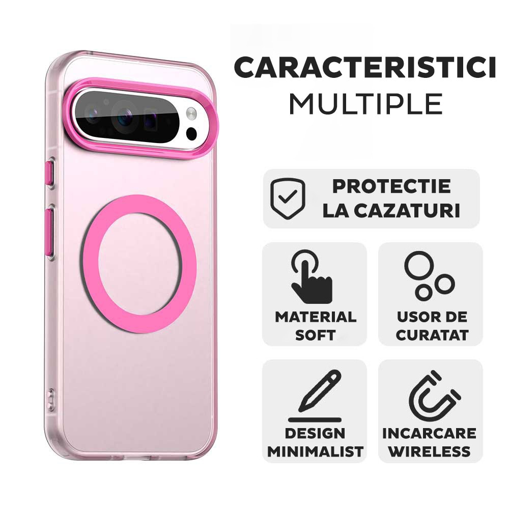Husa pentru Google Pixel 10 Pro XL DaDen® CandyCase MagSafe, Antisoc, Incarcare wireless, Butoane protejate, Roz