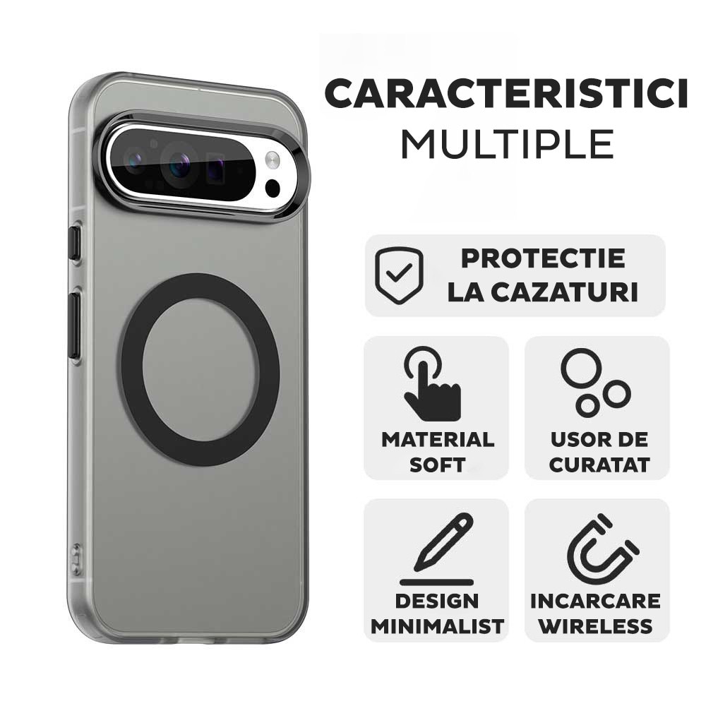 Husa pentru Google Pixel 10 Pro XL DaDen® CandyCase MagSafe, Antisoc, Incarcare wireless, Butoane protejate, Negru