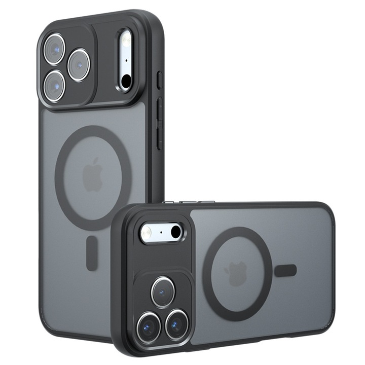 Husa Fortify MagSafe pentru Apple iPhone 17 Pro, Hard TPU Case, Colturi Airbag, Magnetica, Matte Structure Anti-Shock, Neagra