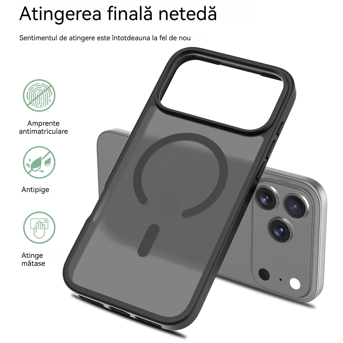 Husa de Protectie, YSBER®, Compatibila Apple iPhone 17 Pro Max, Rezistent la zgarieturi, Rezistent la socuri, MagSafe, Usor de instalat, Negru