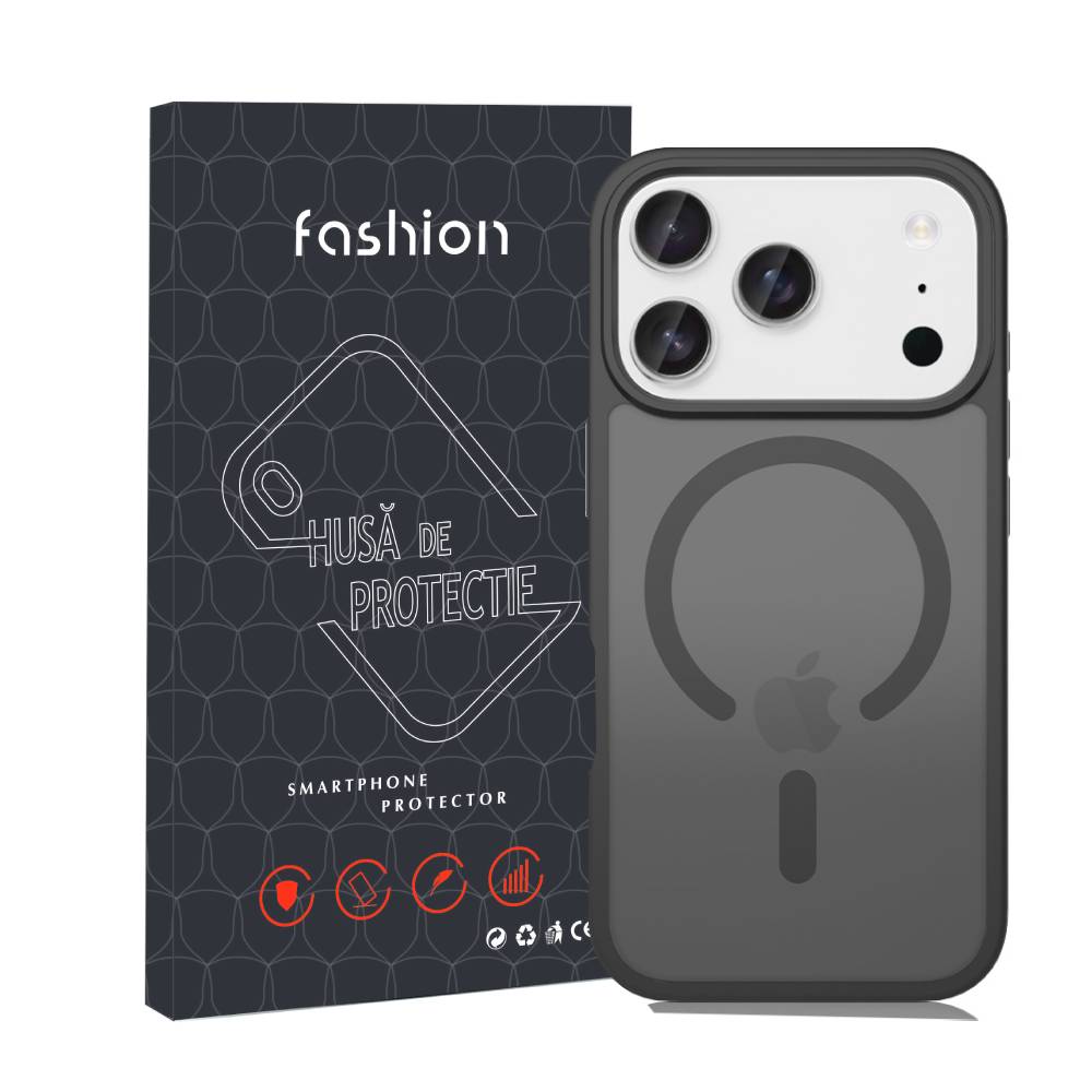 Husa de Protectie, YSBER®, Compatibila Apple iPhone 17 Pro, Rezistent la zgarieturi, Rezistent la socuri, MagSafe, Usor de instalat, Negru