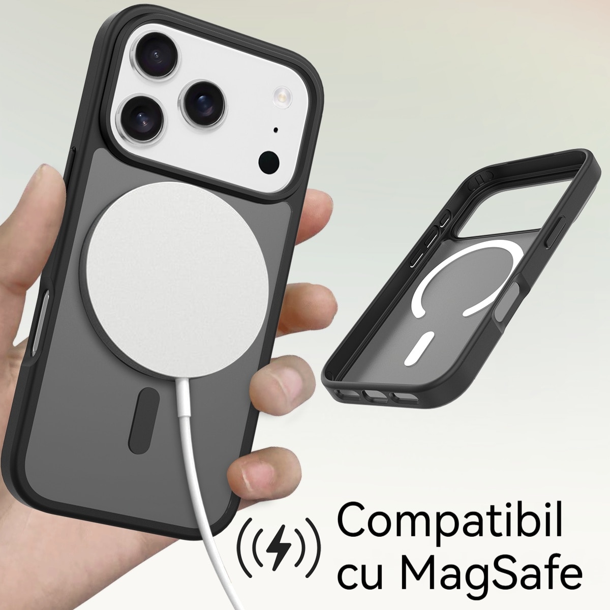 Husa de Protectie, YSBER®, Compatibila Apple iPhone 17 Pro, Rezistent la zgarieturi, Rezistent la socuri, MagSafe, Usor de instalat, Negru