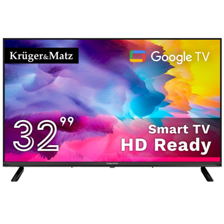 Смарт телевизор 32 инча Kruger&Matz, Google TV, HD, 1366x768px, LED, 81 см