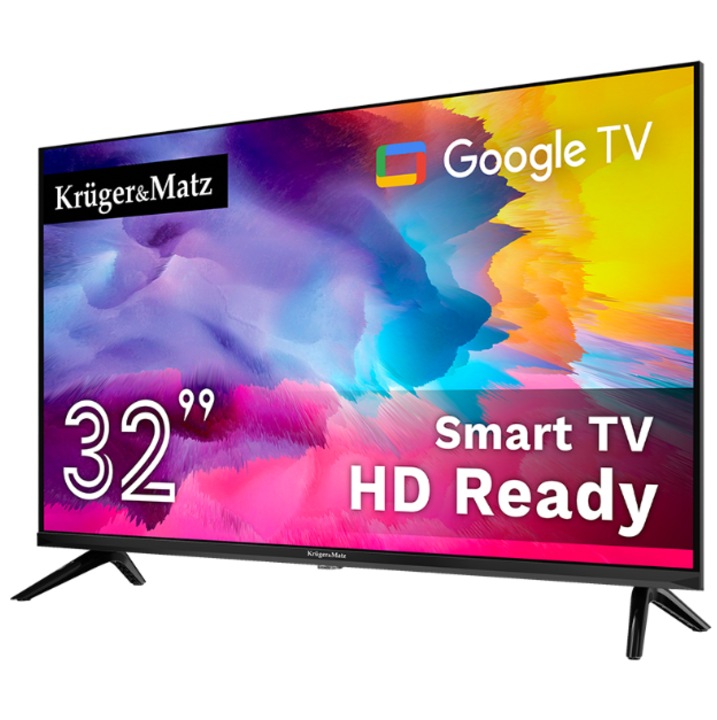 Televizor LED Kruger&Matz KM0232HD-G Diagonala 32Inch / 81CM HD Ready GoogleTV Wi-Fi Negru