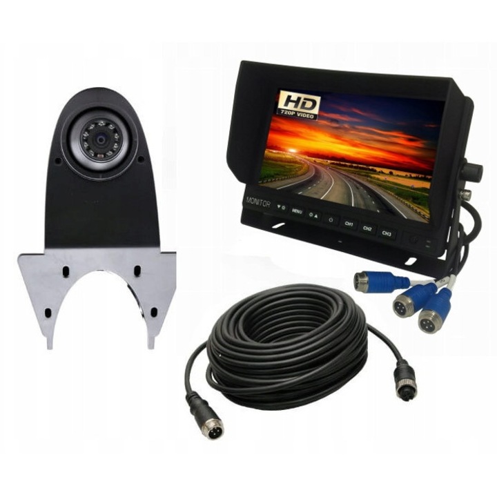 Set AHD camera de marsarier de acoperis 1Mpx + monitor 10", expert PRO, rezolutie 1024x600, alimentare 12V/24V