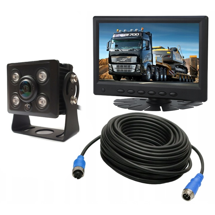 Set camera de marsarier AHD 1080P, Expert PRO, monitor 7", 2 camere, 10m cablu 4-PIN, negru