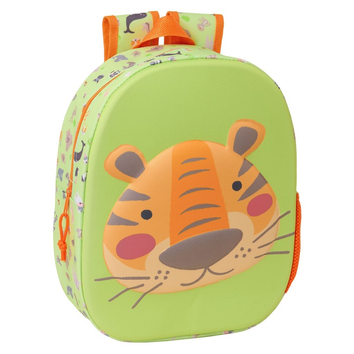 Детска раница Tiger 3D Green 27x33x10 см Safta Ученичка