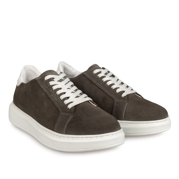 Mario Lavalle, Férfi Utcai Cipő 10216, Természetes Bőr, Szürke-Bársony-Egyszínű Talp-Fehér40EU