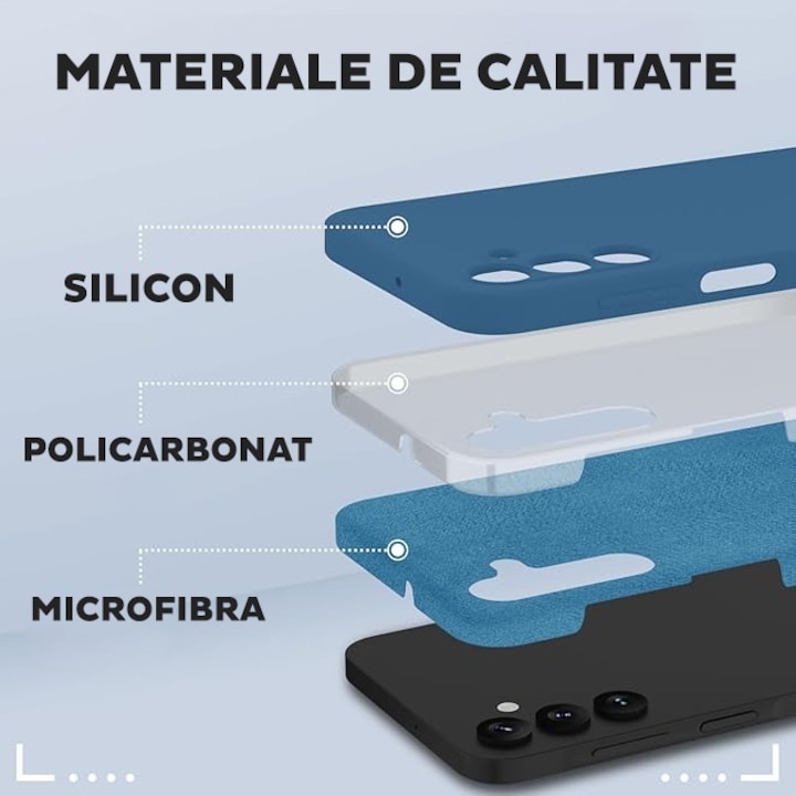 Husa pentru Samsung Galaxy A17 Daden® Silicon Soft, Ultra Slim, Protectie sporita, Interior de microfibra, Albastru inchis