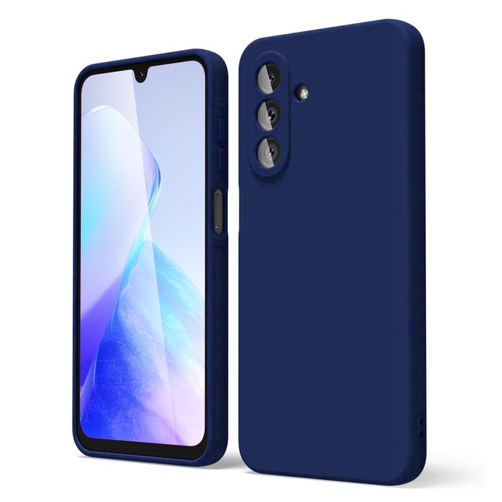 Husa pentru Samsung Galaxy A17 Daden® Silicon Soft, Ultra Slim, Protectie sporita, Interior de microfibra, Albastru inchis