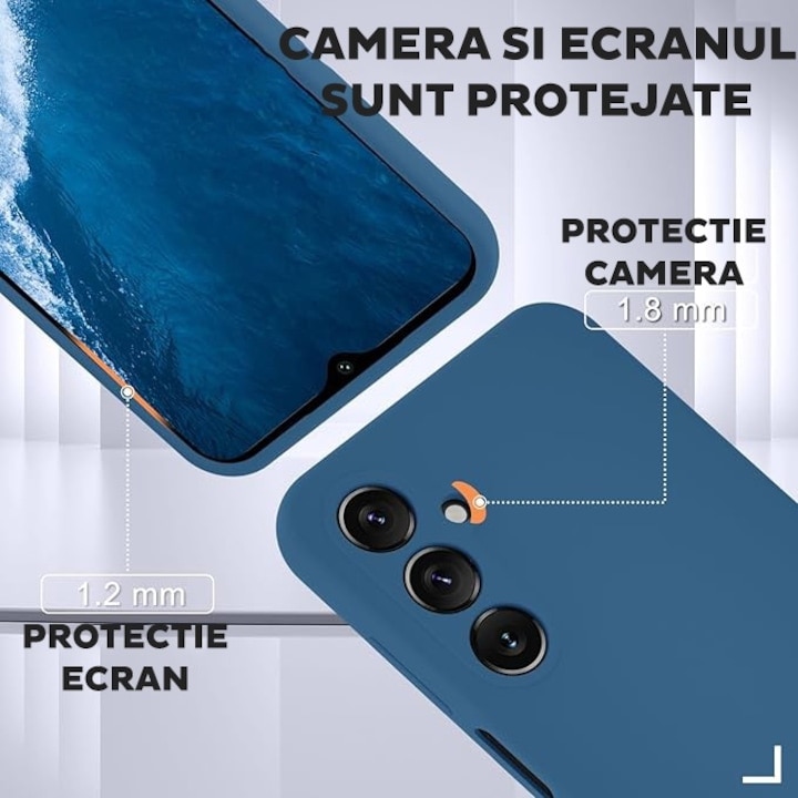 Husa pentru Samsung Galaxy A17 Daden® Silicon Soft, Ultra Slim, Protectie sporita, Interior de microfibra, Albastru inchis