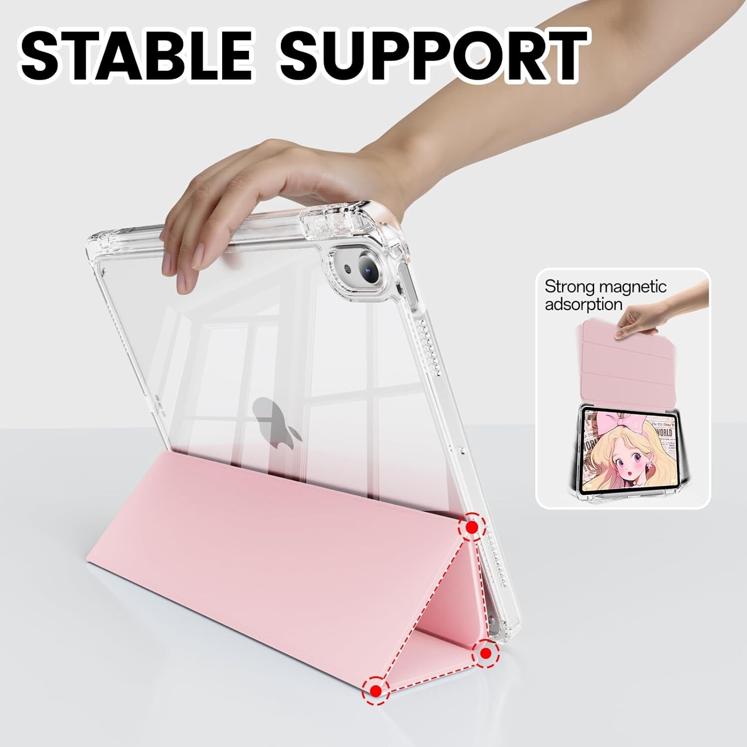 Husa tableta, Compatibil cu Apple iPad Air 4/5 10.9inch, Air 11 inch M3/M2(2025/2024) Roz