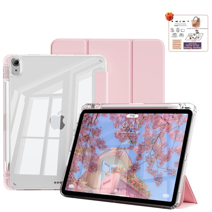 Husa tableta, Husa LESYAO pentru iPad, Compatibil cu Apple iPad Air 4/5 10.9inch, Air 11 inch M3/M2(2025/2024) Roz