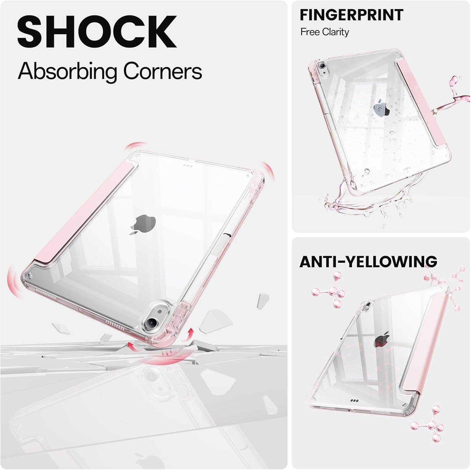 Husa tableta, Compatibil cu Apple iPad Air 4/5 10.9inch, Air 11 inch M3/M2(2025/2024) Roz