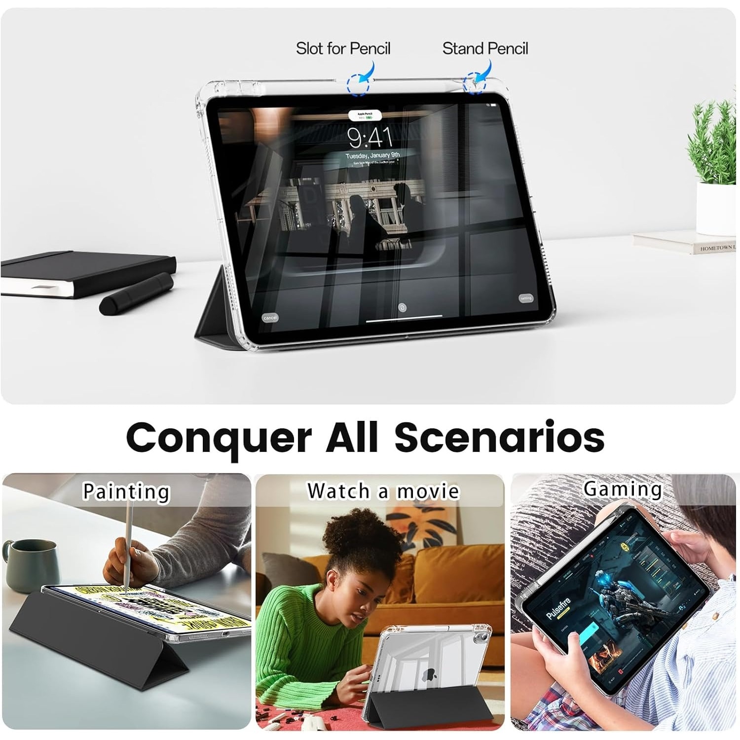 Husa tableta, Compatibil cu Apple iPad Air 4/5 10.9inch, Air 11 inch M3/M2(2025/2024) Negru