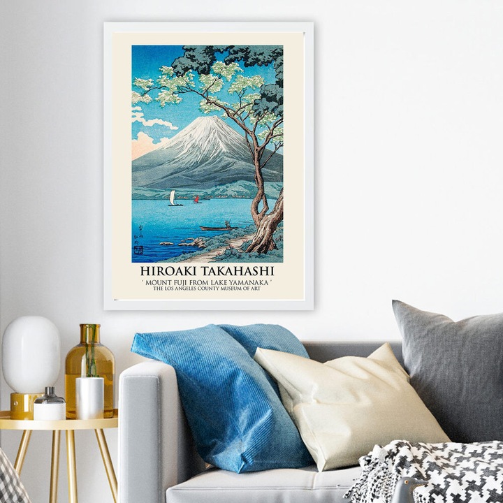 Bekeretezett Fuji-hegy Hiroaki Takahashi festménye, 55x75 cm