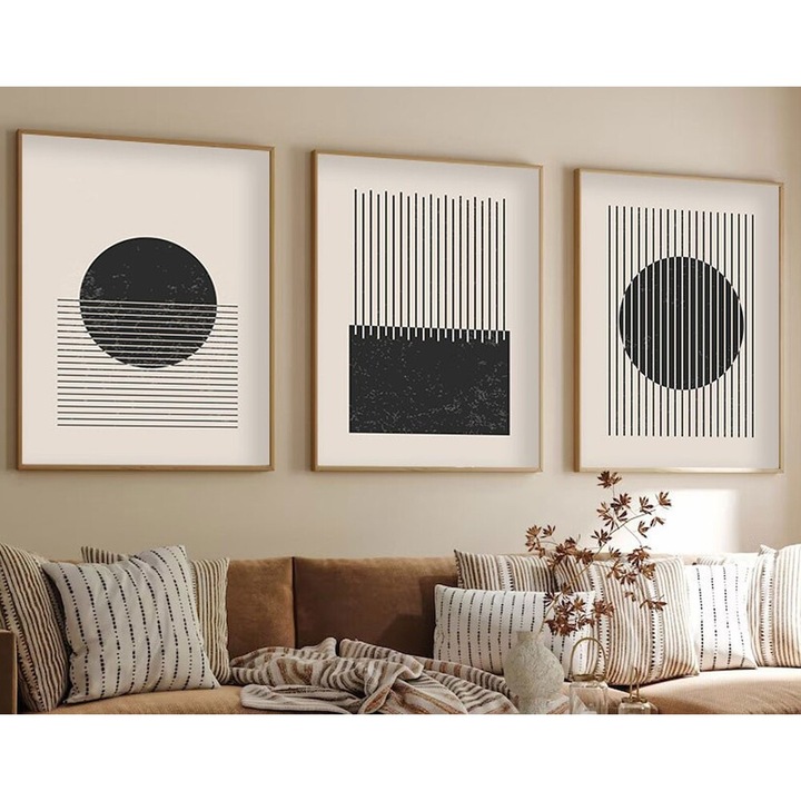 Elegáns dekoratív keretes MDF festmények (3 db), 50 x 70 cm | 100% MDF és tömörfa keret, 2,5 cm vastag | Tökéletes a lakberendezés és a művészet szerelmeseinek