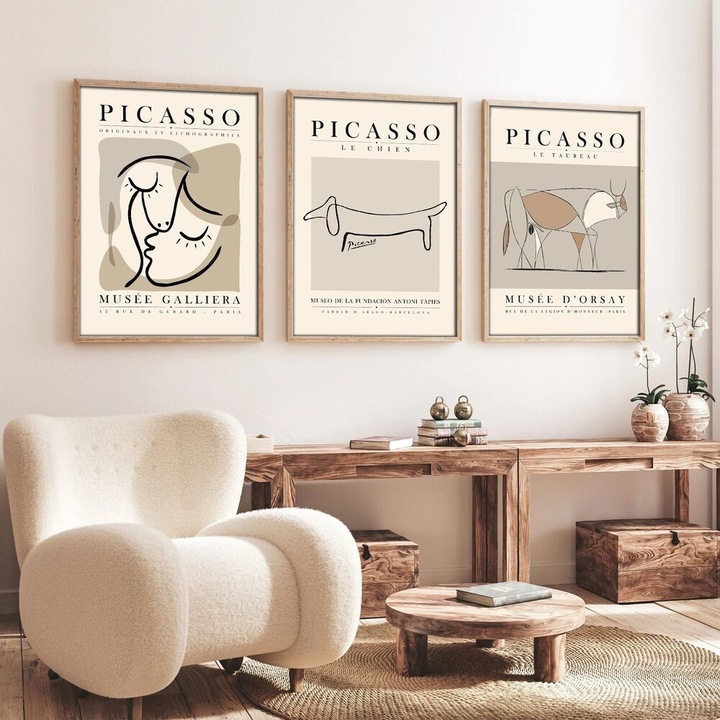 Elegáns dekoratív keretes MDF festmények (3 db), 50 x 70 cm | 100% MDF és tömörfa keret, 2 cm vastag | Tökéletes a lakberendezés és a művészet szerelmeseinek