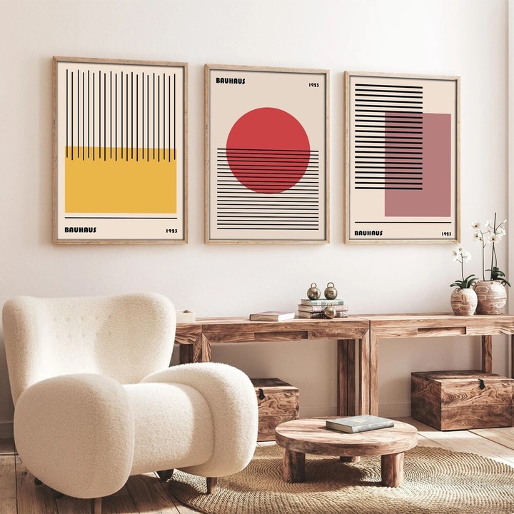 Elegáns dekoratív keretes MDF festmények (3 db), 50 x 70 cm | 100% MDF és tömörfa keret, 2 cm vastag | Tökéletes a lakberendezés és a művészet szerelmeseinek