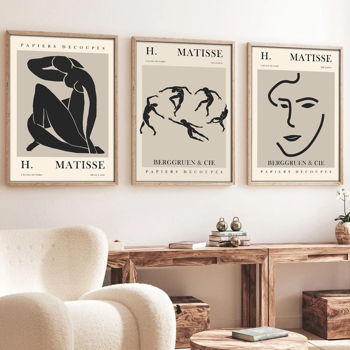 Elegáns dekoratív keretes MDF festmények (3 db), 50 x 70 cm | 100% MDF és tömörfa keret, 2 cm vastag | Tökéletes a lakberendezés és a művészet szerelmeseinek