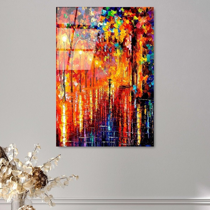 Elegáns dekoratív edzett üvegfestmény, 50 x 70 cm, 100% edzett üveg, 4 mm vastag, Tökéletes lakberendezéshez és modern esztétikához