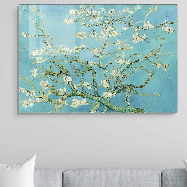 Vincent van Gogh dekoratív edzett üvegfestmény, 50 x 70 cm, 100% edzett üveg (4 mm) | Elegáns művészet otthoni és irodai dekorációhoz