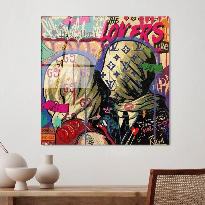 Tablou elegant din sticlă securizată, 50 x 50 cm, 100% sticlă securizată (4 mm) | Imprimeu rezistent la decolorare pe verso | Perfect pentru iubitorii de decor interior și artă