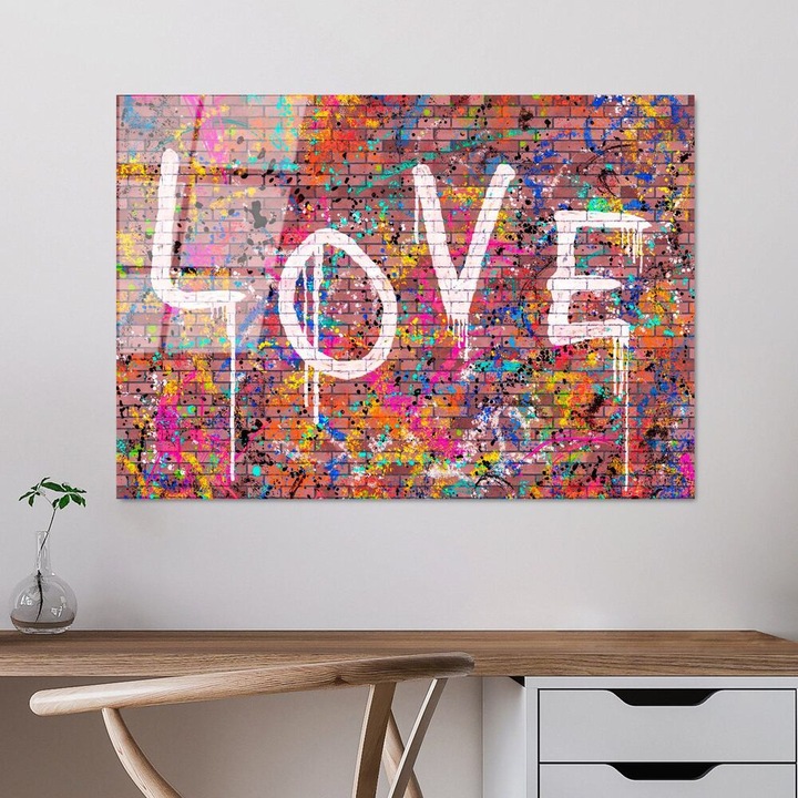 Tablou elegant din sticlă securizată, 70 x 100 cm, 100% sticlă securizată (4 mm) | Pictură murală uimitoare pentru decor modern de casă și spații de birouri