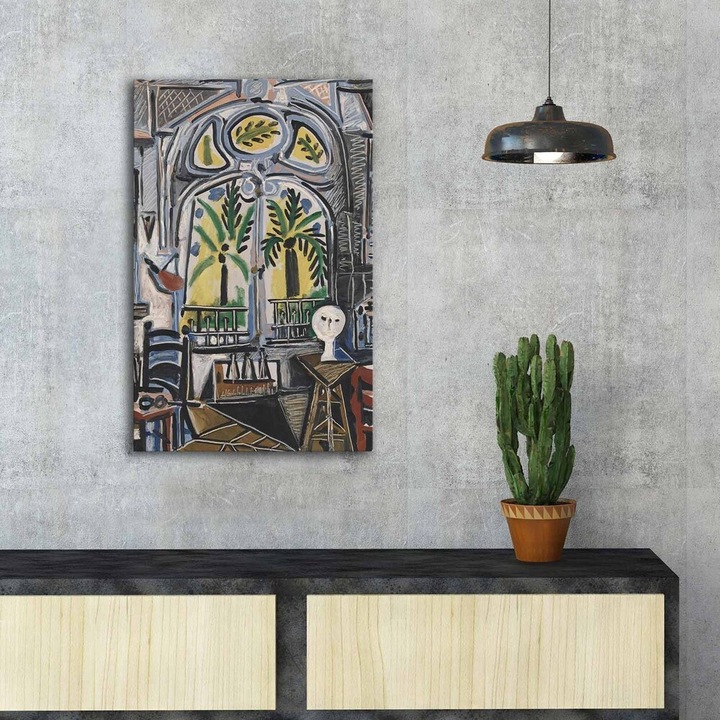 Tablou decorativ pe pânză Pablo Picasso, 45 x 70 cm, pânză 100% velur, ramă din lemn de 3 cm | Artă elegantă pentru decorarea casei și a biroului