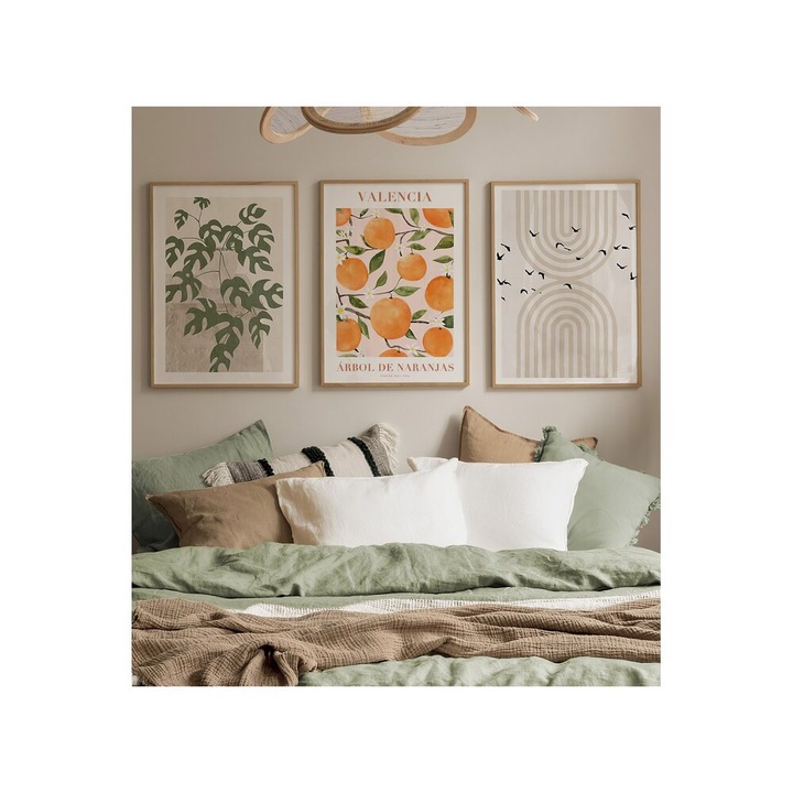 Elegáns dekoratív keretes festőkészlet (3 db), tömörfa keret, 33 x 48 cm | 100% MDF, digitális nyomtatás | Tökéletes a lakberendezés és a művészet szerelmeseinek