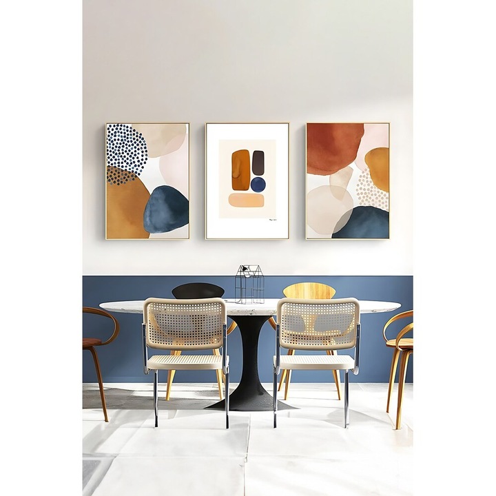 Elegáns dekoratív keretes festőkészlet (3 db), tömörfa keret, 33 x 48 cm | 100% MDF, digitális nyomtatás | Tökéletes a lakberendezés és a művészet szerelmeseinek