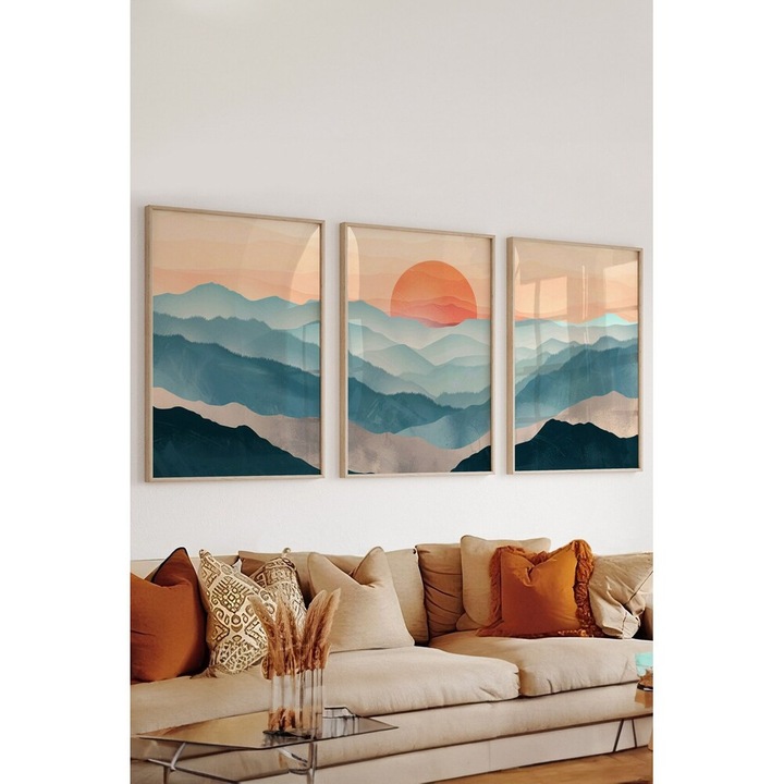 Elegáns dekoratív keretes festőkészlet (3 db), tömörfa keret, 33 x 48 cm | 100% MDF, digitális nyomtatás | Tökéletes a lakberendezés és a művészet szerelmeseinek