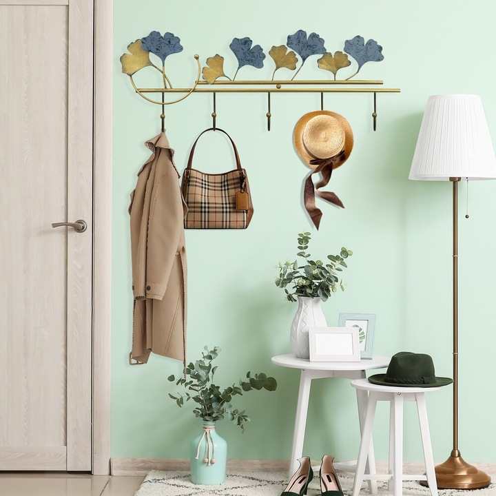 Kézzel festett fém fali kampó, 61 x 22, 5 cm, 100% fém (0, 8 mm vastag), Stílusos és strapabíró dizájn otthoni rendezéshez és dekorációhoz