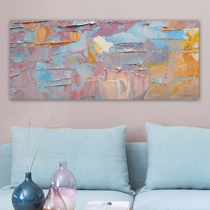 Pictură decorativă superbă pe pânză, 50 x 120 cm | 100% pânză, ramă 100% lemn (grosime 3 cm) | Perfectă pentru iubitorii de decor interior și artă