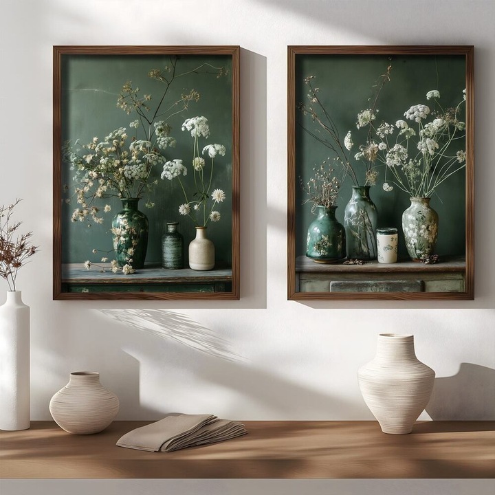 Elegáns dekoratív keretes MDF festmények (2 db), 35 x 47 x 3,5 cm | 100% MDF és luc váz | Tökéletes lakberendezéshez és modern esztétikához