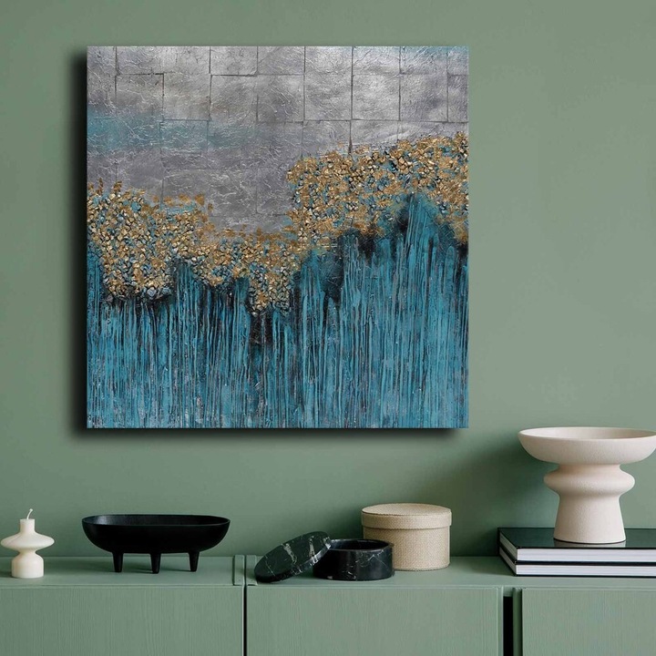 Pictură decorativă superbă pe pânză, 70 x 70 cm | 100% pânză (2,8 mm) și ramă 100% lemn de pin | Perfectă pentru iubitorii de decor interior și artă