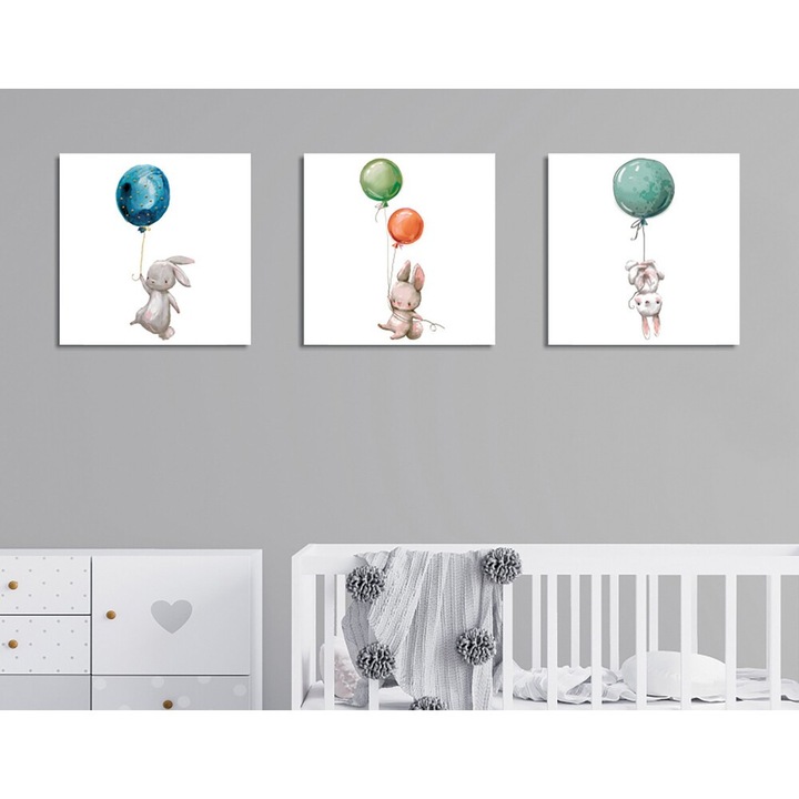 Elegáns dekoratív vászonfestő készlet (3 db), 30 x 30 cm, 60% pamut/40% poliészter, fa keret, digitális nyomtatás, Tökéletes a lakberendezés és a művészet szerelmeseinek