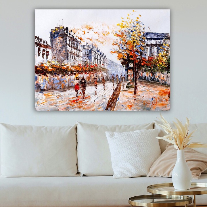 Pictură decorativă superbă pe pânză, 70 x 100 cm, 100% pânză, ramă 100% lemn (grosime 3 cm), perfectă pentru iubitorii de decor și artă.