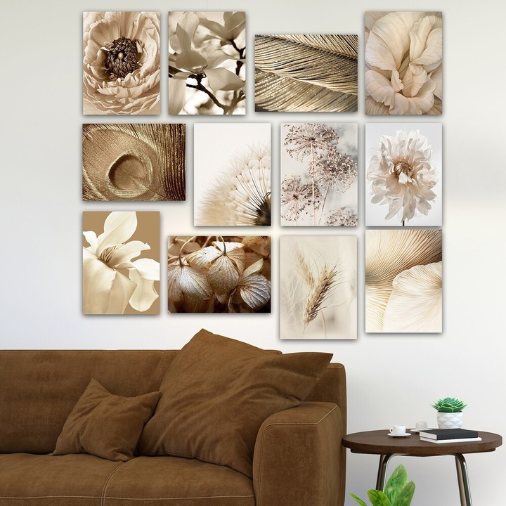 12 db dekoratív MDF festmény készlet, 20 x 15 cm, 100% MDF, 3 mm vastag, Egyedülálló művészet otthoni dekorációhoz, elegáns tapintás minden térhez