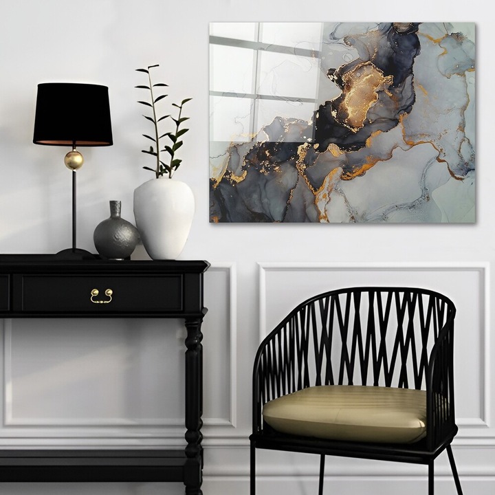 Elegáns dekoratív edzett üvegfestmény, 50 x 70 cm, 100% edzett üveg, 4 mm vastag, Tökéletes lakberendezéshez és modern esztétikához