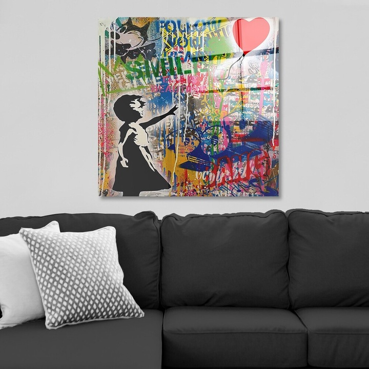 Tablou decorativ elegant din sticlă securizată, 50 x 50 cm, 100% sticlă securizată, grosime 4 mm, perfect pentru decor modern pentru casă și expunere de artă