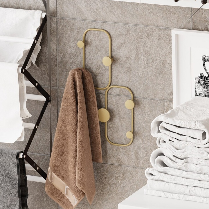 Stílusos arany fém fali kampó, 48 cm magasság, Ø9 mm vastagság | Tartós kivitel, Max. 10 kg Terhelhetőség | Tökéletes otthoni és irodai szervezéshez