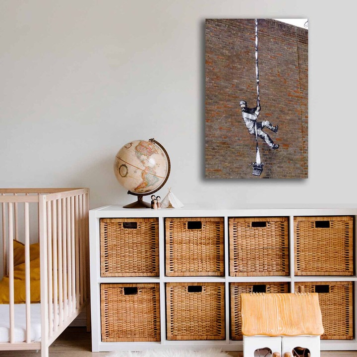 Pictură decorativă superbă pe pânză, 45 x 70 cm, 100% pânză, ramă 100% pin (grosime 2,8 cm), perfectă pentru iubitorii de decor interior și artă