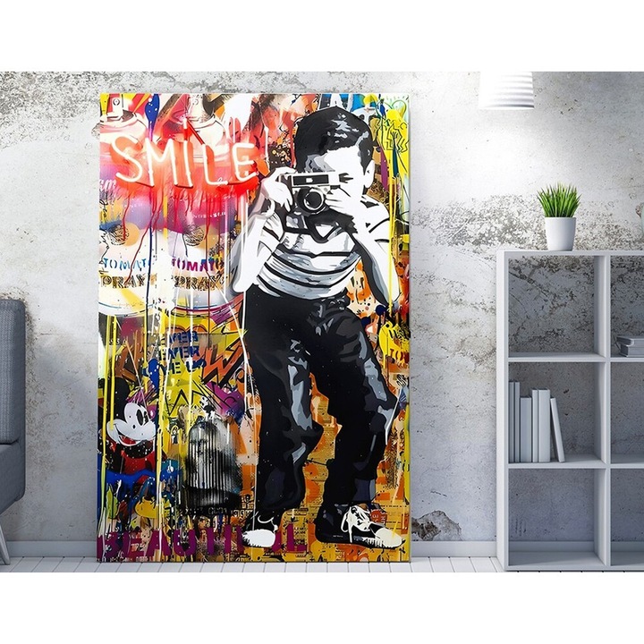 Pictură decorativă superbă pe pânză, 50 x 70 cm, 50% bumbac/50% poliester, imprimare digitală, ramă din lemn 2 x 3 cm, perfectă pentru iubitorii de decor și artă.