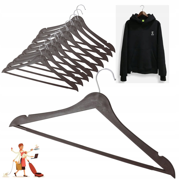 Umeras pentru haine, Koko, 44x20x1cm, ciemny braz, material plastic